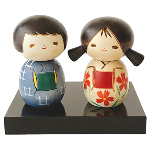 noren Usaburo Modern Japanese Kokeshi Doll NAKAYOSHI Made in Japan Collectible Figurines Traditional Crafts boy Girl in Kimono - Image 1