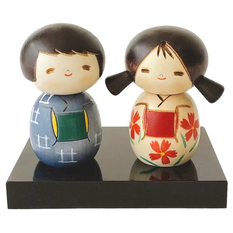 noren Usaburo Modern Japanese Kokeshi Doll NAKAYOSHI Made in Japan Collectible Figurines Traditional Crafts boy Girl in Kimono - Image 4