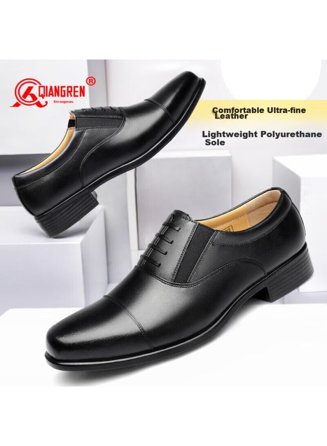 Strongman Qiangren Classic Formal Men's Shoes, Jihua 3515 Quality Business Leather Shoes, Three-joint Leather Shoes, Black, Size 44 - Image 1
