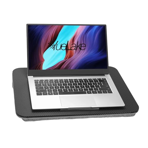 Lap Desk Portable Laptop Desk Fits Up to 16 Laptops with Tablet Slot Builtin Cushion Great for Home  OfficeLap Desk with Cushion Black Medium