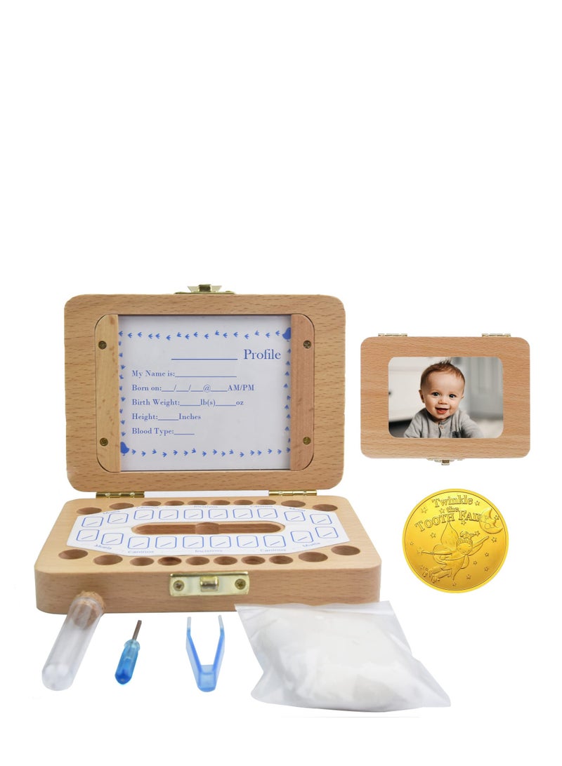 Excefore Baby Tooth Keepsake Box, Baby Tooth Fairy Keepsake Box, Baby Keepsake Wooden Storage Box, Children Memory Boxes to Save First Teeth & Hair, Newborn Baby Birthday and Shower Gift - Image 1