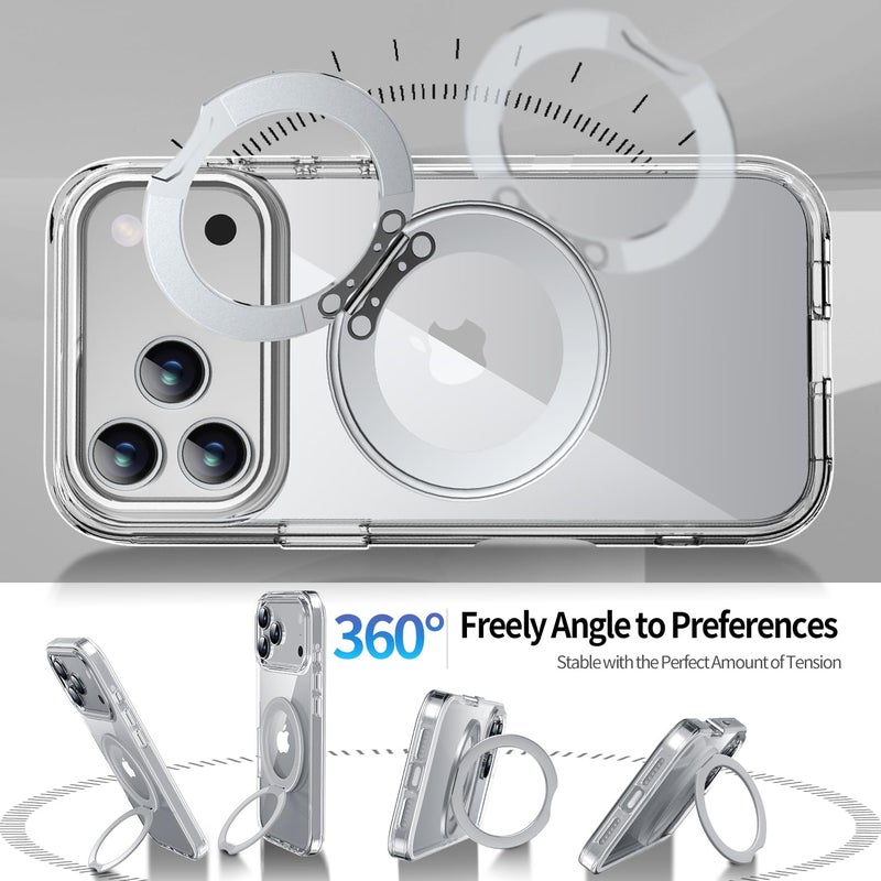 WASTROYAL Privacy Case for iPhone 17 Pro Max with 360Â°Stand [Built-in Anti Peeping Screen Protector] [Magnetic Ring ] Full Body Protective Phone 17Pro Cover 6.9", Clear - Image 3