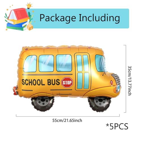 Heukikt 5 PCS Back to School Balloons School Bus Kindergarten Balloon for Classroom Welcome Back to School Decorations Large Aluminum Foil Balloon Set First Day of School Party - Image 5