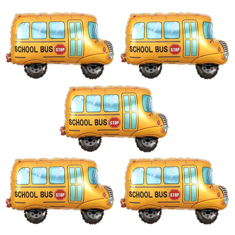 Heukikt 5 PCS Back to School Balloons School Bus Kindergarten Balloon for Classroom Welcome Back to School Decorations Large Aluminum Foil Balloon Set First Day of School Party - Image 3