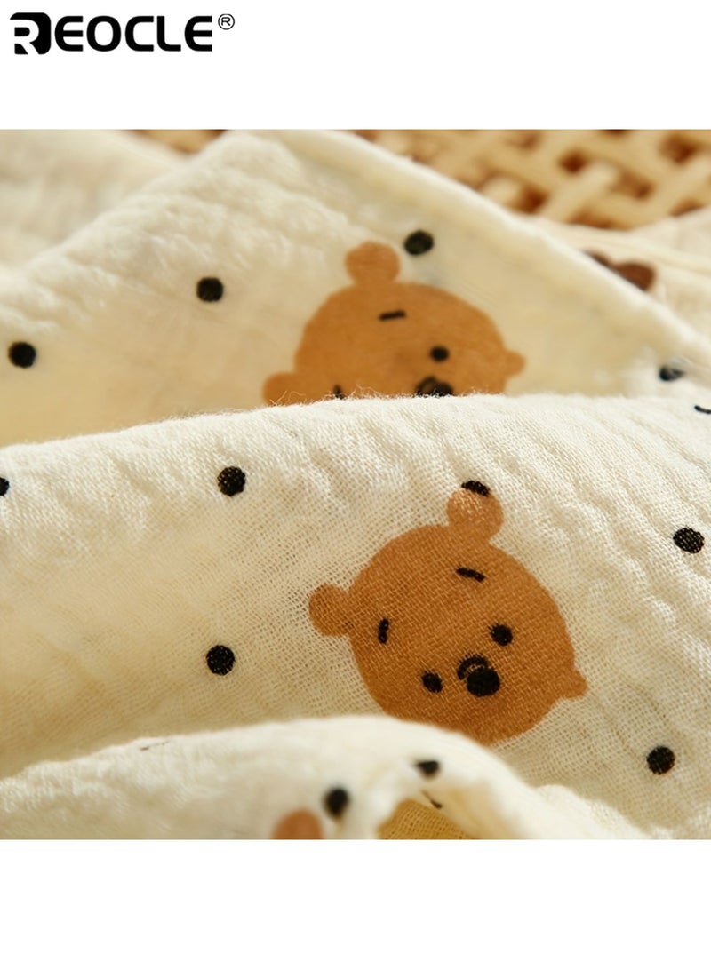 ريوكل ٦ مريلات أطفال قطنية ناعمة مع إغلاق بزر أقمشة ماصة لللعاب قماش منسوج قابل للتنفس طبعات كرتونية لطيفة مريلات مثلثة للأولاد والبنات - Image 5