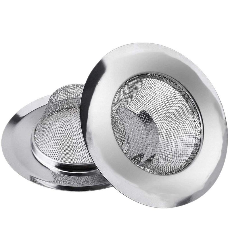 2 Pcs Stainless Steel Kitchen Mesh Silver Sink Strainer Large Wide Rim 45 DiameterPerfect for Kitchen Sinks