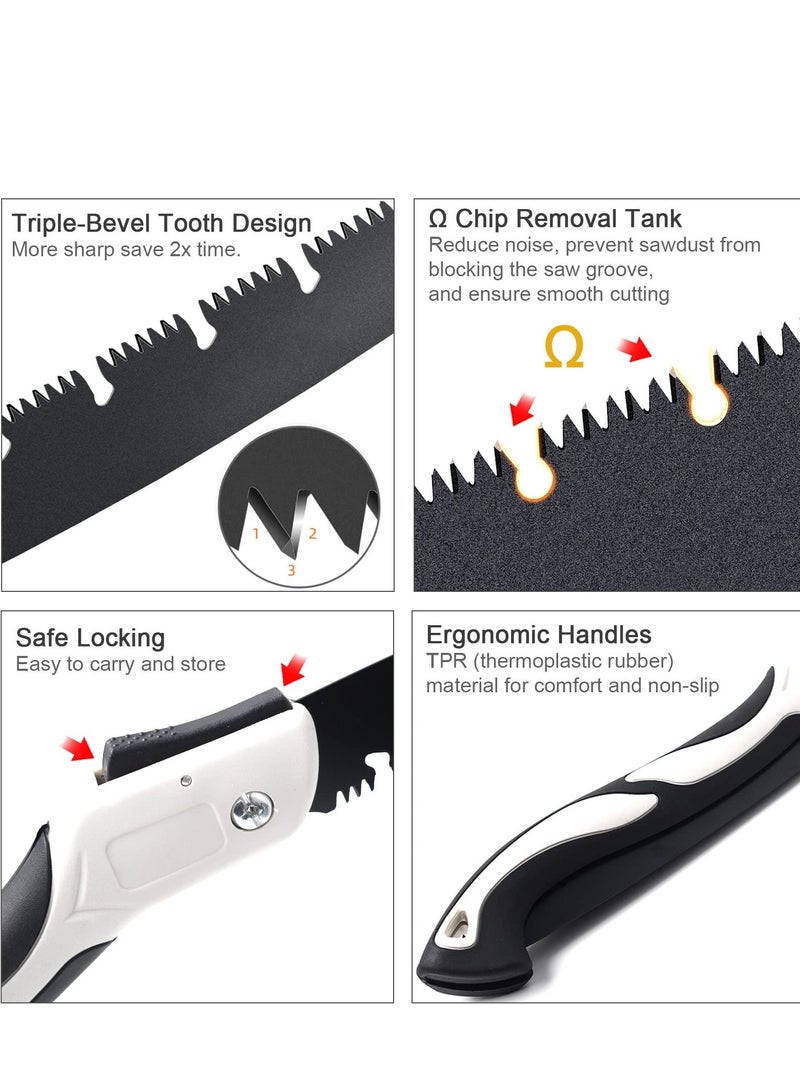 Folding Saw, Heavy Duty 12 Inch Extra Long Blade Hand Saw Hand Pruning Saws with High-Manganese Steel Teethfor Wood Camping, Dry Wood Pruning Saw With Hard Teeth - Image 2