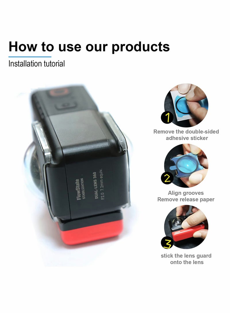 Suntown Dual Lens Guards for Insta360 One RS/ONE R, Sticky Panoramic Protection Cap Accessories, with Silicone Cover - Image 5