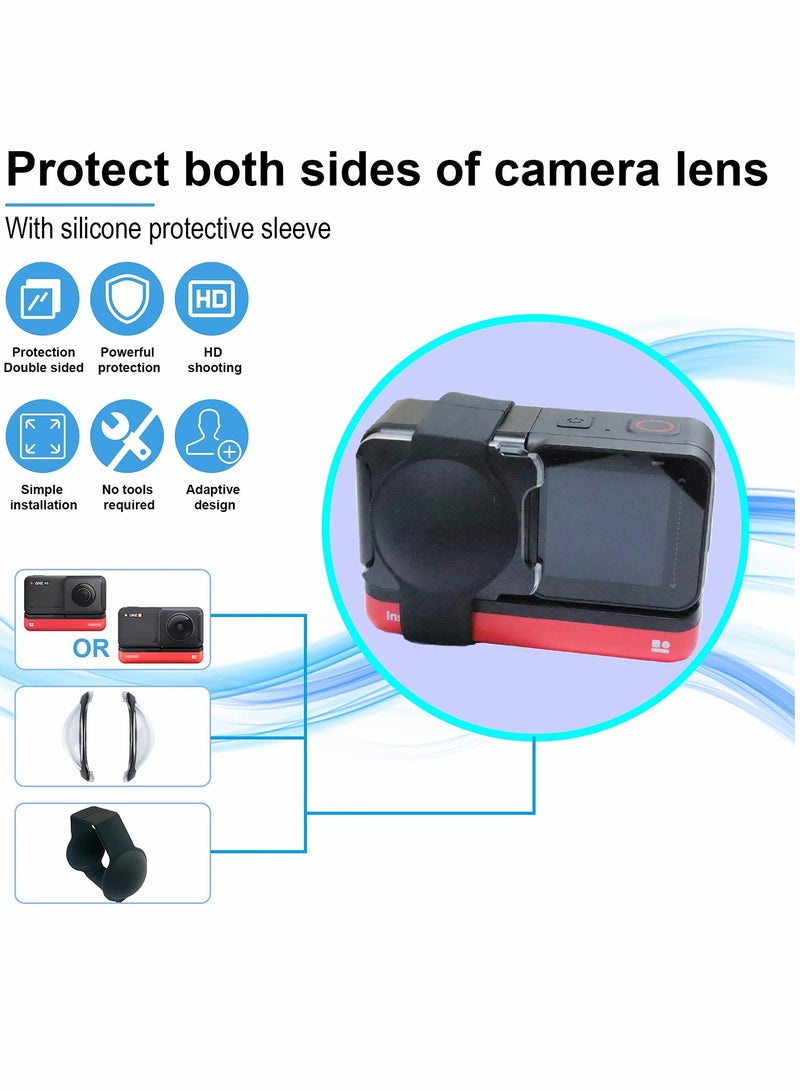 Suntown Dual Lens Guards for Insta360 One RS/ONE R, Sticky Panoramic Protection Cap Accessories, with Silicone Cover - Image 3