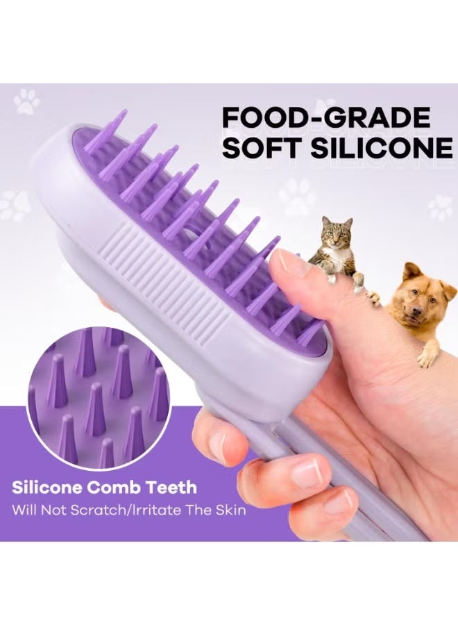 Pet Comb Steam Cat Brush, Self-Cleaning Cat Massaging Grooming Brush, Cat Hair Brush, Removes Tangles and Loose Hair, Pet Hair Removal Comb, Suitable for Cats and Dogs (Purple) - Image 3