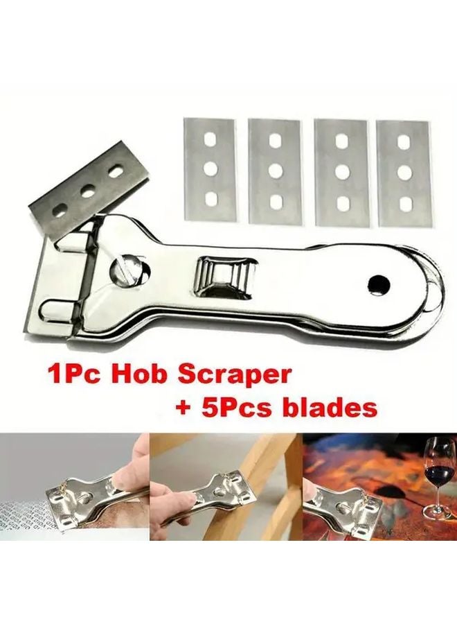 1 Set Multifunction Glass Ceramic Hob Scraper Cleaner With 5 Blades Oven Cooker Tool - Image 1