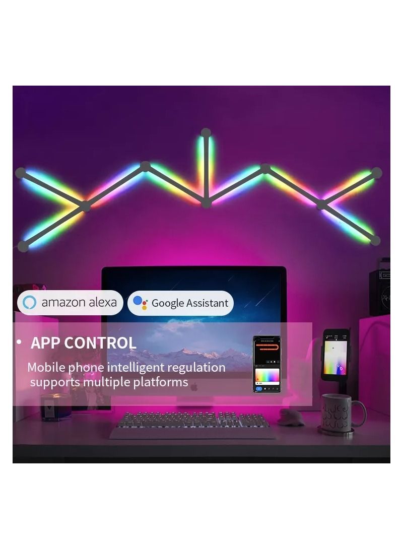 Seelky مصابيح حائط LED من Seelky RGBIC، شمعدانات حائط RGBIC ذكية لغرفة نوم تلفزيون الألعاب، تعمل مع التطبيق، Alexa، Bluetooth، أضواء الشريط عن بعد مع مزامنة الموسيقى، مجموعة 9 بار متعددة الألوان تنزلق - Image 3
