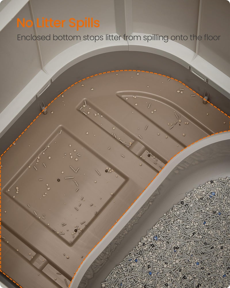 Feandrea Cat Litter Box with Lid, XL Enclosed Litter Box with Slide-Out Tray, Scoop, Brush, Anti-Tracking, for Cats of Different Sizes, Oatmeal and Warm Gray UPPT002G01 - Image 5