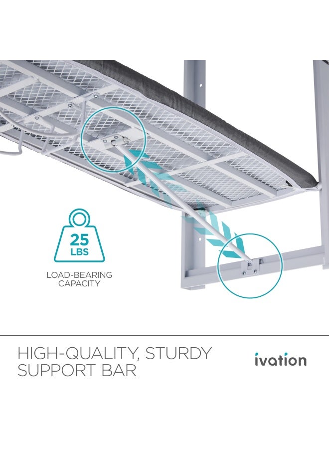Ivation Ivation WallMounted Ironing Board  Foldable 362 x 122 Ironing Station for Home Apartment  Small Spaces  Sturdy Folding Board EasyRelease Lever Removable Cotton Cover  Mounting Hardware  - Image 2