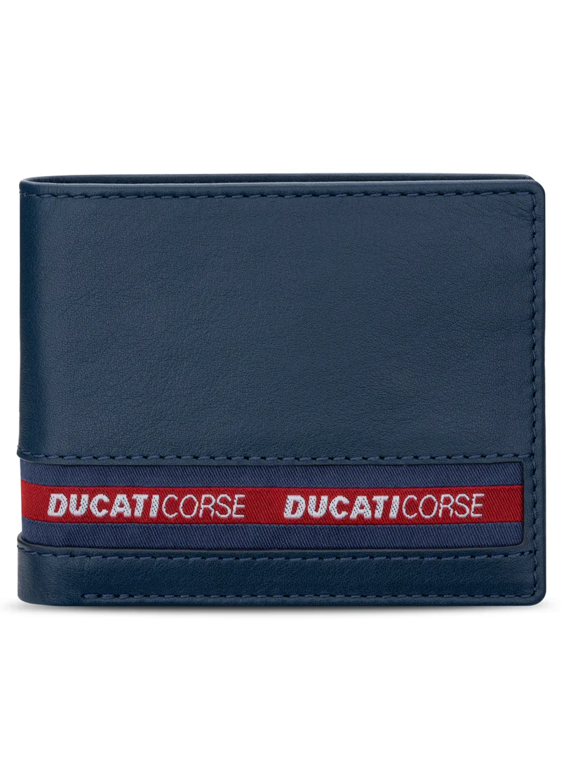 دوكاتي كورس Nastro Navy Genuine Leather Wallet For Men