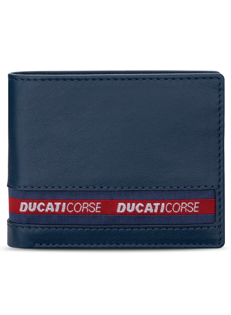 Ducati Corse Nastro Navy Genuine Leather Wallet For Men - Image 1
