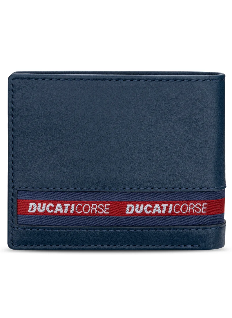 دوكاتي كورس Nastro Navy Genuine Leather Wallet For Men