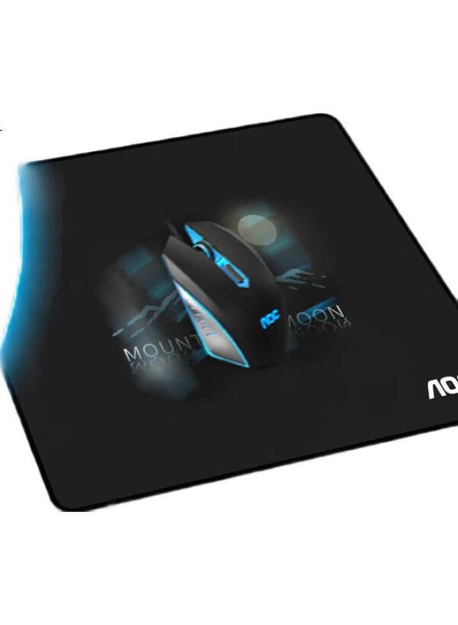 Aoc Gaming And Office Mouse Pad, Medium And Small Sizes, 300*250*3Mm, For Office Keyboard, Computer Desk Pad, M101/93, Black, Mountain And Moon Design - Image 1