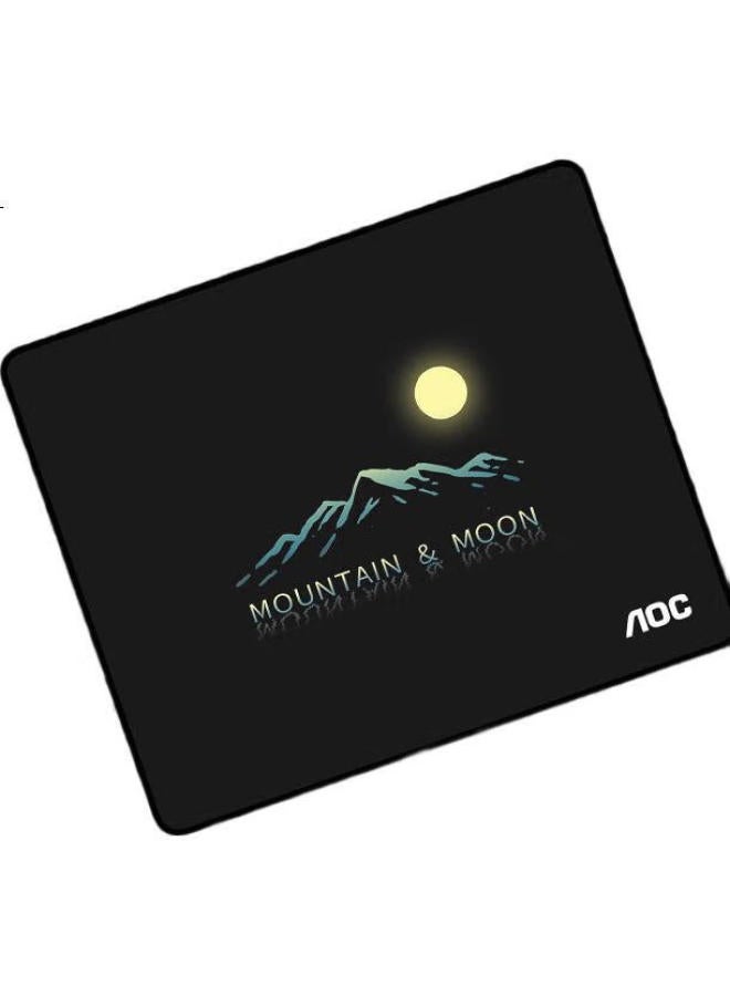 Aoc Gaming And Office Mouse Pad, Medium And Small Sizes, 300*250*3Mm, For Office Keyboard, Computer Desk Pad, M101/93, Black, Mountain And Moon Design - Image 3