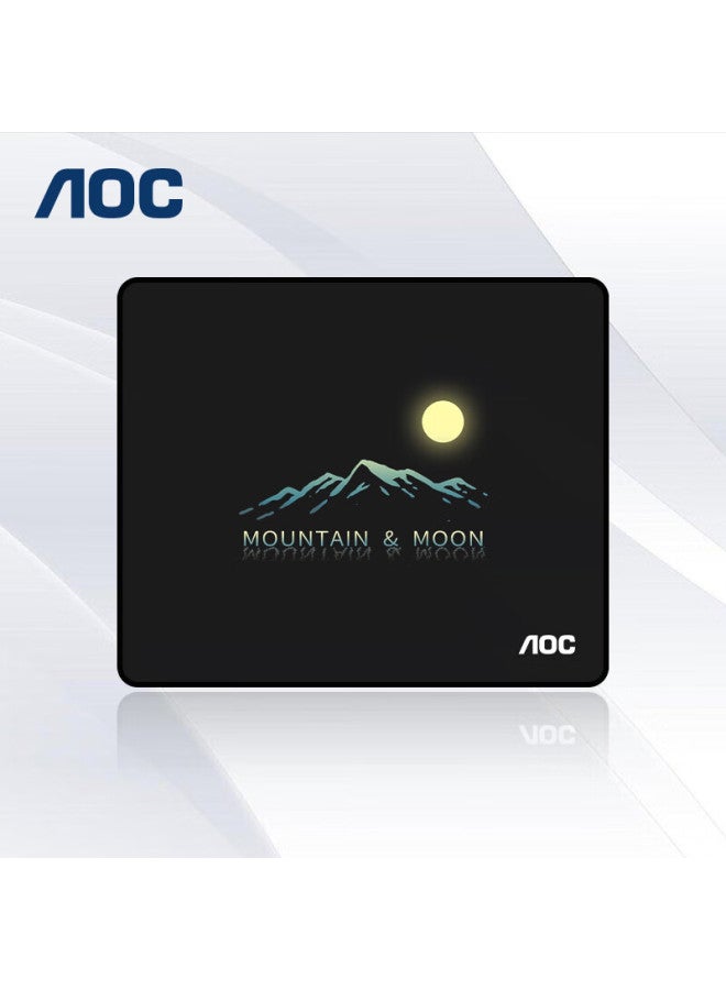 Aoc Gaming And Office Mouse Pad, Medium And Small Sizes, 300*250*3mm, For Office Keyboard, Computer Desk Pad, M101/93, Black, Mountain And Moon Design - Image 1