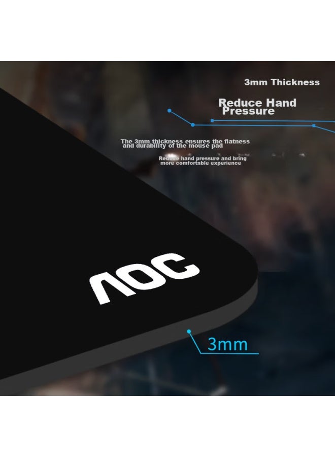 Aoc Gaming And Office Mouse Pad, Medium And Small Sizes, 300*250*3mm, For Office Keyboard, Computer Desk Pad, M101/93, Black, Mountain And Moon Design - Image 4