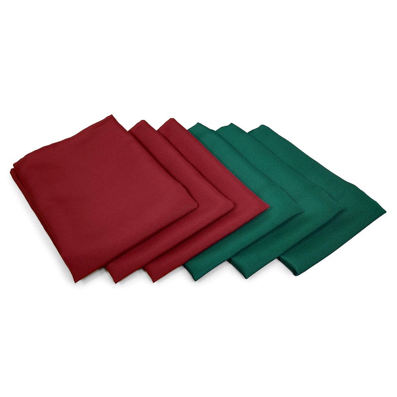 TableLinensforLess Pack of 6 MaroonDark Green Christmas Cloth Napkins Size 20inx 20in Polyester Poplin Napkins with Hemmed Edges Machine Washable Napkins Ideal for Parties Weddings and Dinner