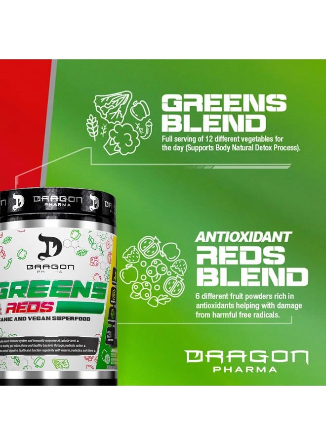 DRAGON PHARMA Greens and Reds, Over 23 Organic and Nutritious Superfoods, High Quality Reds and Vegetables, Optimal Health and Wellness (30 Servings, Original) - Image 4