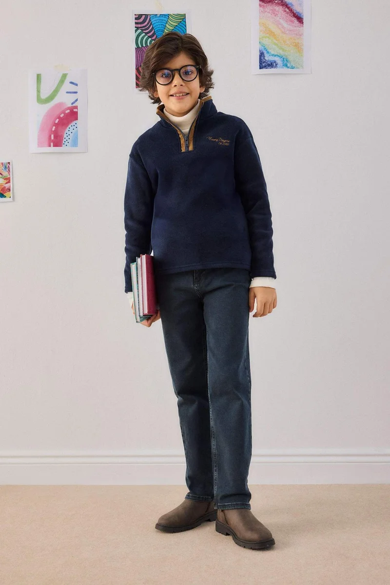 ديفاكتو Boy Straight Leg Gabardine Trousers
