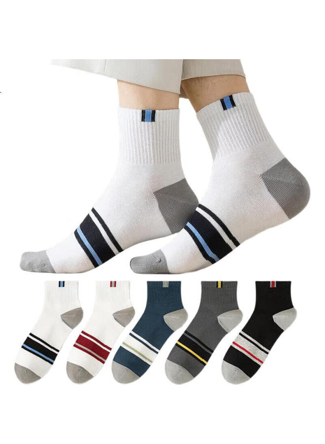 MIIOW Maoren Men'S Socks, Short Summer Socks, Odor-Resistant Boat Socks, Basketball Sports Socks, Trendy Short Tube Socks, 5 Pairs - Image 2