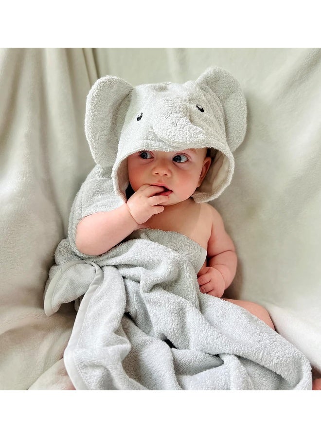 Baby Essentials Animal Hooded Towel and Washcloth Set for Newborns and Infants, Boys and Girls 0 -9 Months (Elegant Grey Elephant) - Image 5