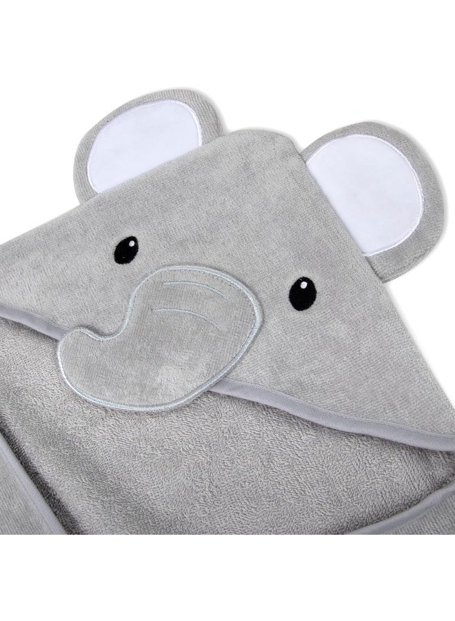 Baby Essentials Animal Hooded Towel and Washcloth Set for Newborns and Infants, Boys and Girls 0 -9 Months (Elegant Grey Elephant) - Image 4