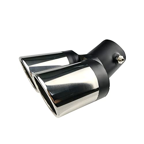 Dual Exhaust Tips Stainless Steel Double Outlet Car Muffler Tail Tip Exhaust Curved Type Tailpipe Tip 63mm25 Inlet Bolton Exhaust Tip Bevel Port CurvedBlack Silver