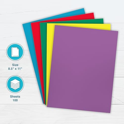PrintWorks Bright Colored Paper, 24 lb, 4 Assorted Colors, FSC Certified, Perfect for School and Craft Projects, 100 Sheets, 8.5 x 11 Inch (00576), Single - Image 2