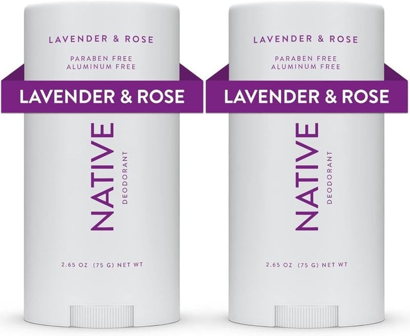 native Deodorant Contains Naturally Derived Ingredients, 72 Hour Odor Control | Deodorant for Women and Men, Aluminum Free with Baking Soda, Coconut Oil and Shea Butter | Lavender & Rose, 2-Pack - Image 1