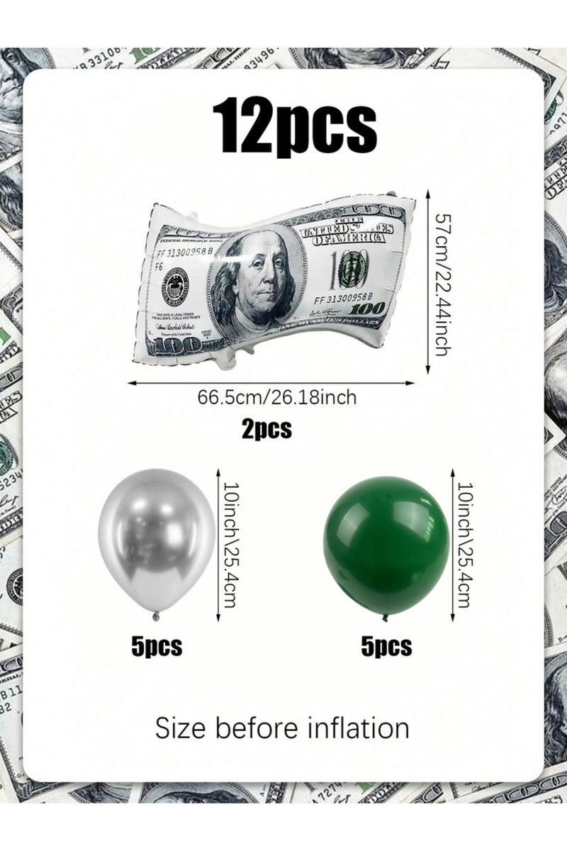 Other 12pcs 12pcs Money Bill Balloons, Large Size Fake Dollar Bill Reusable Balloons for Birthday De