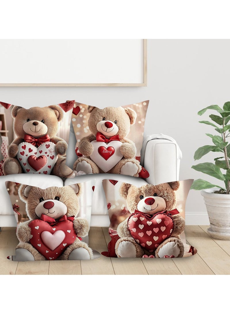 عام الغطاء الجلدي رباعي الحزمة، 18x18 بوصة، غطاء مخدة مربع من الكتان بطراز معاصر للأشكال الهندسية، ديكور منزلي للأريكة، السيارة، غرفة النوم، غرفة المعيشة. - Image 2