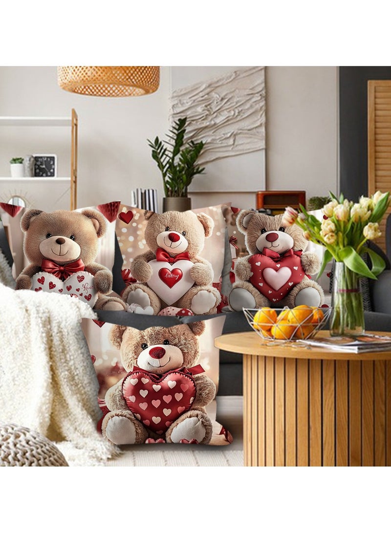 عام الغطاء الجلدي رباعي الحزمة، 18x18 بوصة، غطاء مخدة مربع من الكتان بطراز معاصر للأشكال الهندسية، ديكور منزلي للأريكة، السيارة، غرفة النوم، غرفة المعيشة. - Image 3