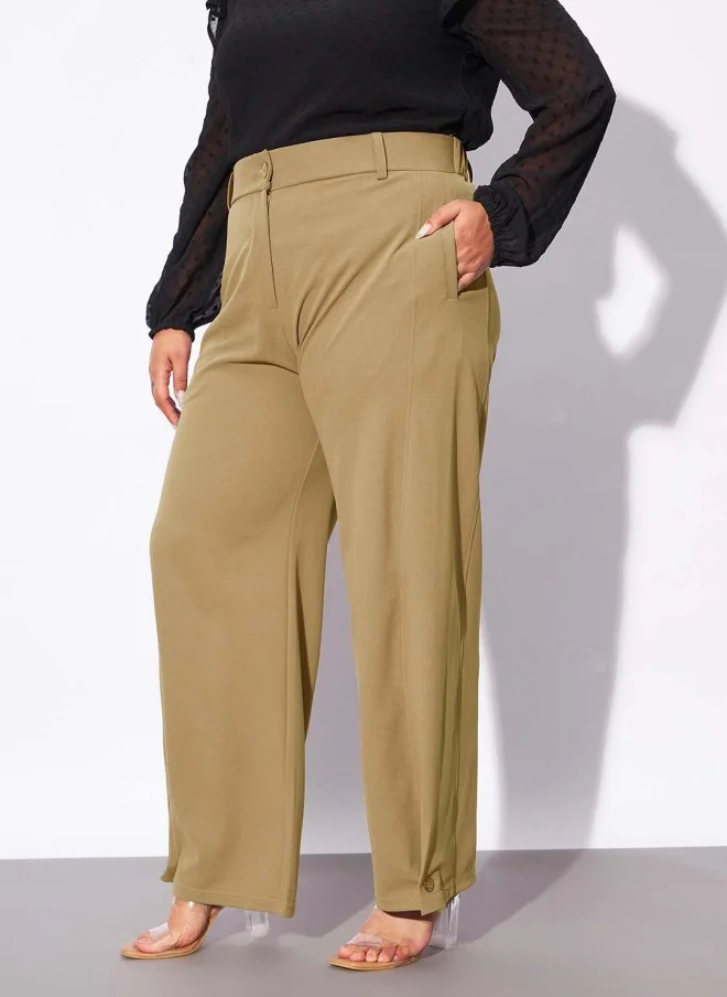 SASSAFRAS Beige Wide Leg Trousers for Women