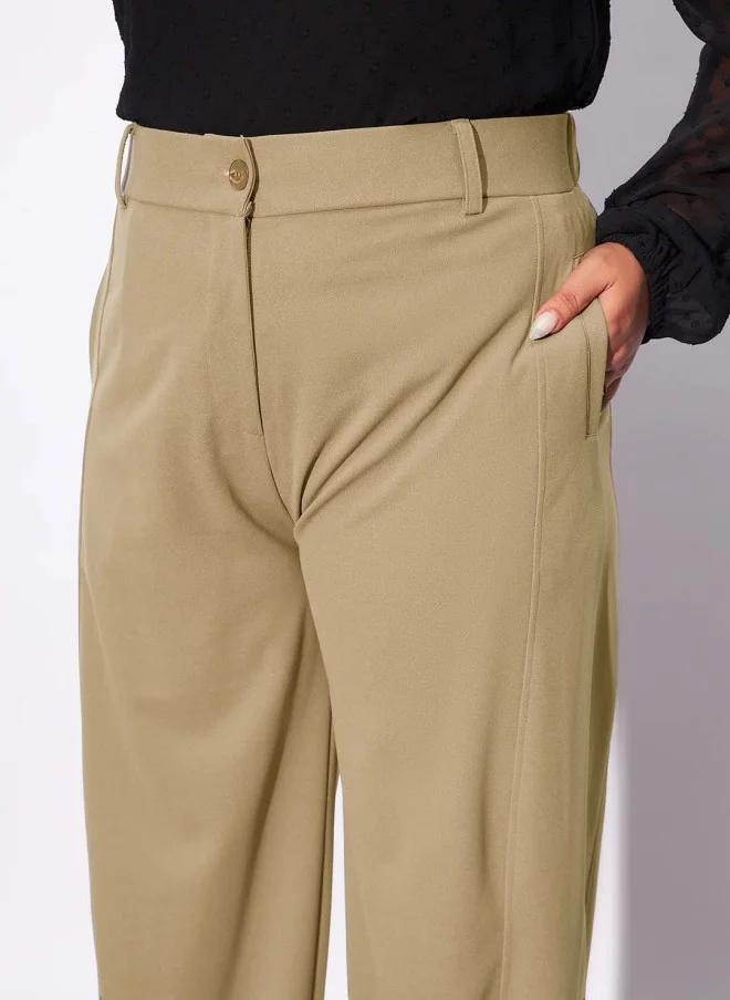 SASSAFRAS Beige Wide Leg Trousers for Women