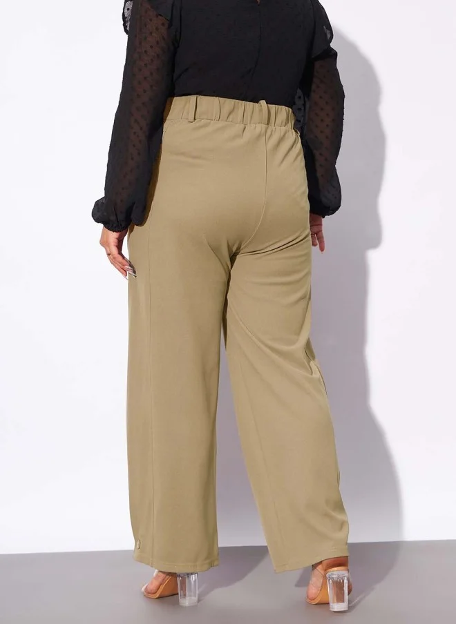 SASSAFRAS Beige Wide Leg Trousers for Women