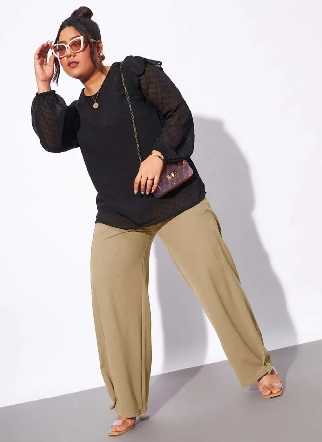 SASSAFRAS Beige Wide Leg Trousers for Women