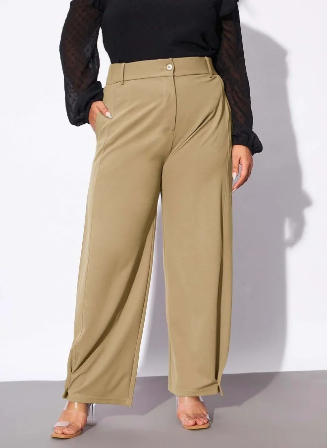 SASSAFRAS Beige Wide Leg Trousers for Women