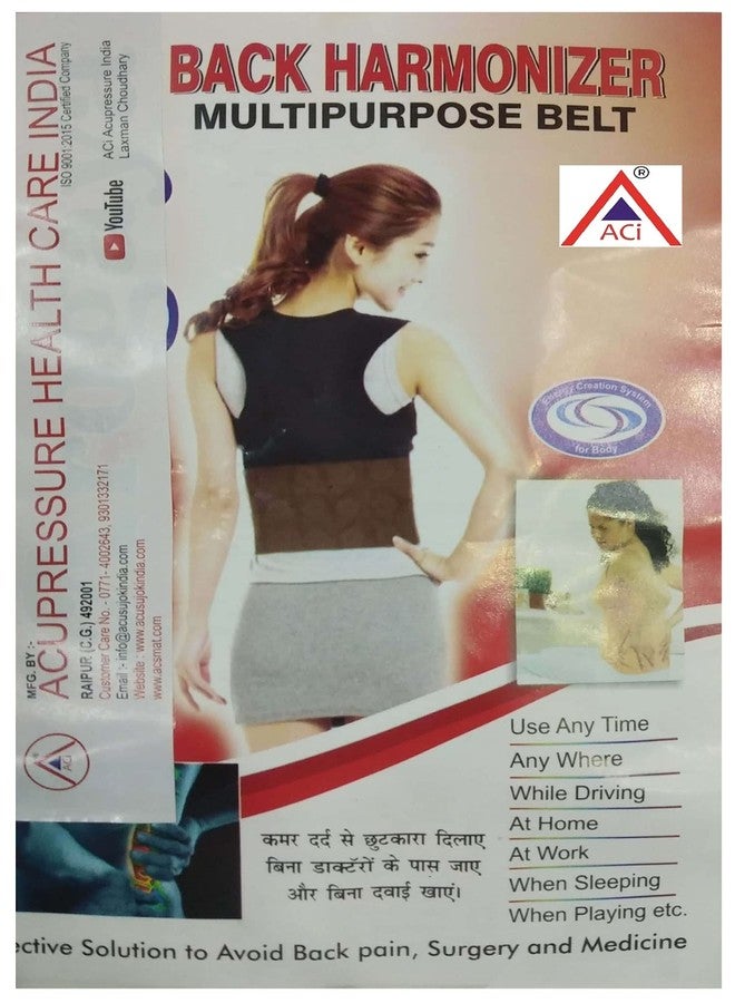 ACi Acupressure Magnetic Therapy Back Pain Relief Belt Back Support Magnetic Slimming Belt 12 Magnats (Free Size - Multicolor) - Image 4