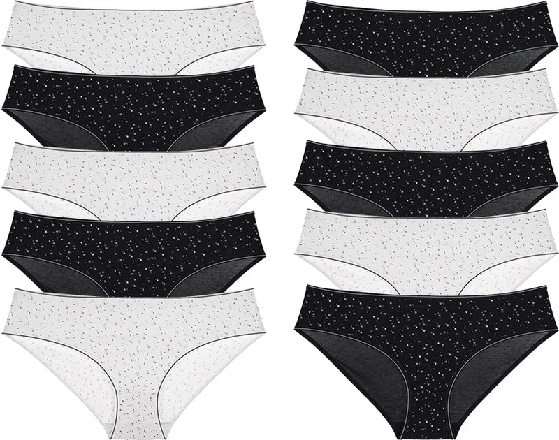 Donella 10-Piece Starry Color Women's High Waist Panties - 311058