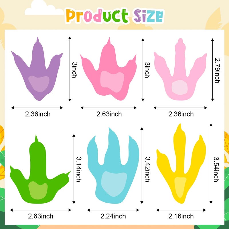 KFPPLXQ 90 Pcs Dinosaur Footprints for Floor Colorful Dinosaur Decor Realistic Dino Footprints Wall Decals for Kids Classroom Jurassic Birthday Decoration School Playroom Baby Nursery Bedroom Home - Image 2