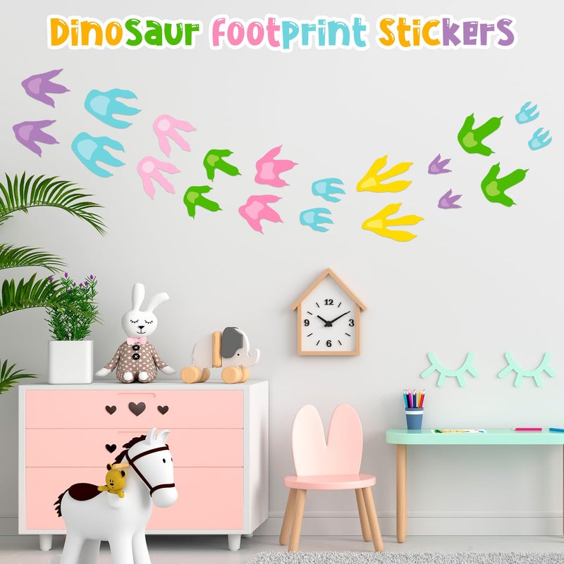 KFPPLXQ 90 Pcs Dinosaur Footprints for Floor Colorful Dinosaur Decor Realistic Dino Footprints Wall Decals for Kids Classroom Jurassic Birthday Decoration School Playroom Baby Nursery Bedroom Home - Image 5