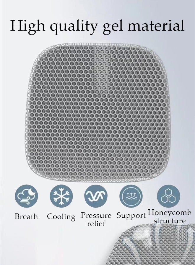 Gel Seat Cushion for Long Sitting, Breathable Car Seat Cushion, Back, Sciatica, Tailbone Pain Relief Cushion for Car, Desk Chair, Wheelchair,Office Chair
