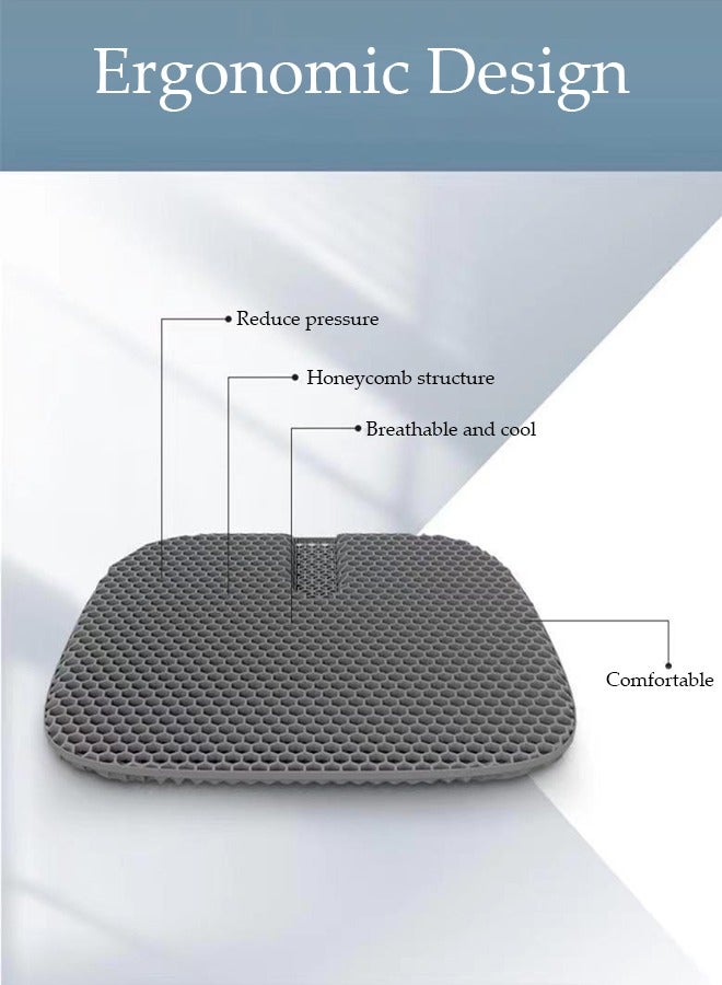 Gel Seat Cushion for Long Sitting, Breathable Car Seat Cushion, Back, Sciatica, Tailbone Pain Relief Cushion for Car, Desk Chair, Wheelchair,Office Chair