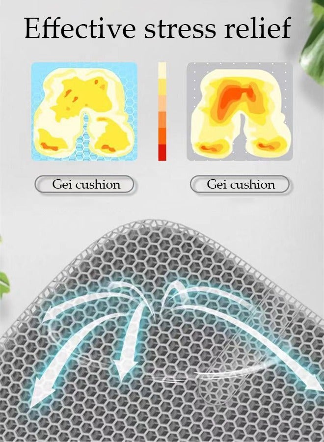 Gel Seat Cushion for Long Sitting, Breathable Car Seat Cushion, Back, Sciatica, Tailbone Pain Relief Cushion for Car, Desk Chair, Wheelchair,Office Chair