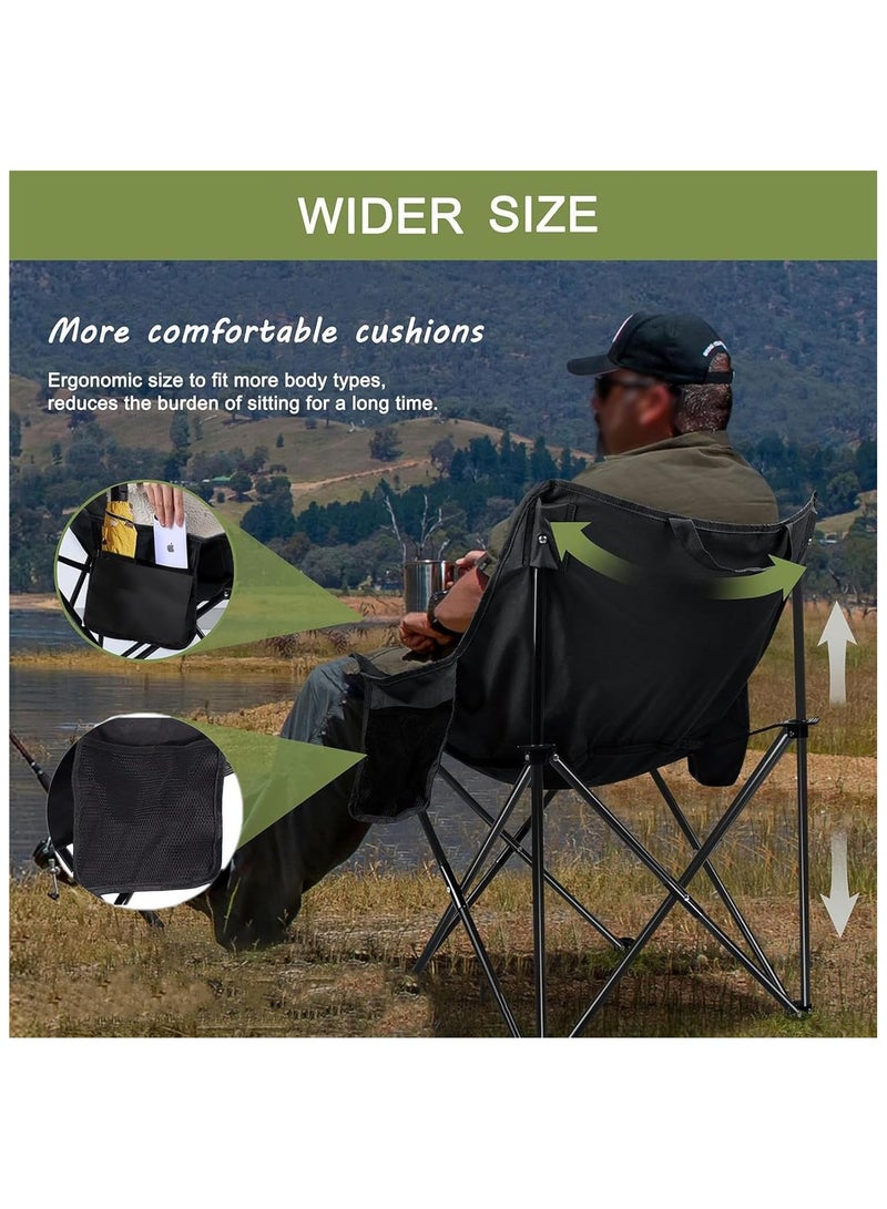 Soofam Foldable Camping Chair Set of 2, Portable Folding Beach Chair Multi-Purpose Camping Chair for Adult, Outdoor Chair Supports 330 Lbs with Carry Bag, Large Lawn Chair for Outdoors, Picnic, Beach, Travel - Image 5